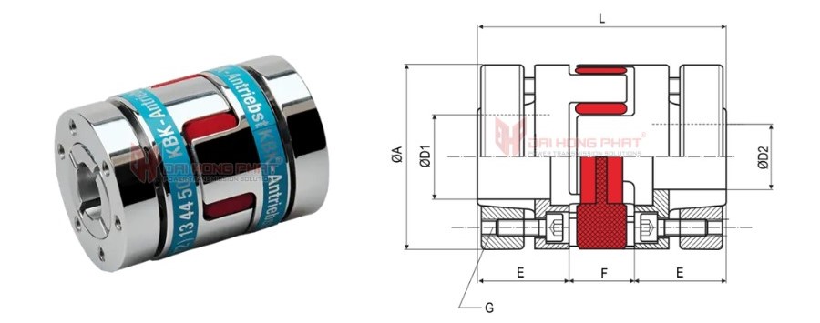 Technical drawing of the Servo Couplings KBK KB3EC