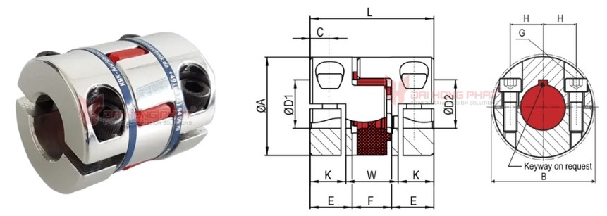 Technical drawing of the Servo Insert CouplingKBK KBE2HC