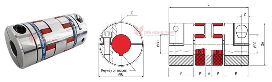 Technical drawing of the Servo Insert Couplings KBK KBE2D
