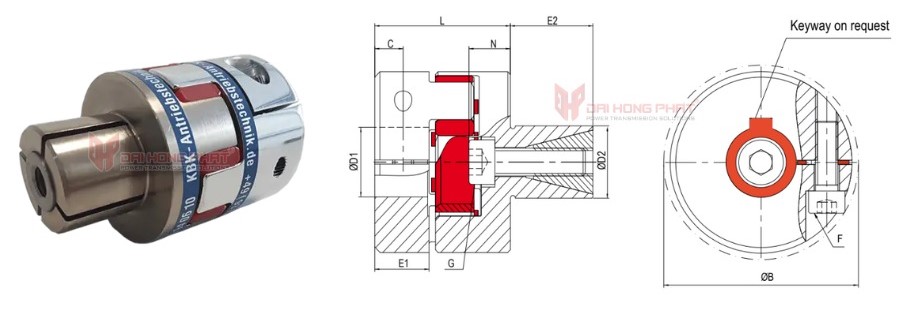 Technical drawing of the Servo Insert Couplings KBK KBE4