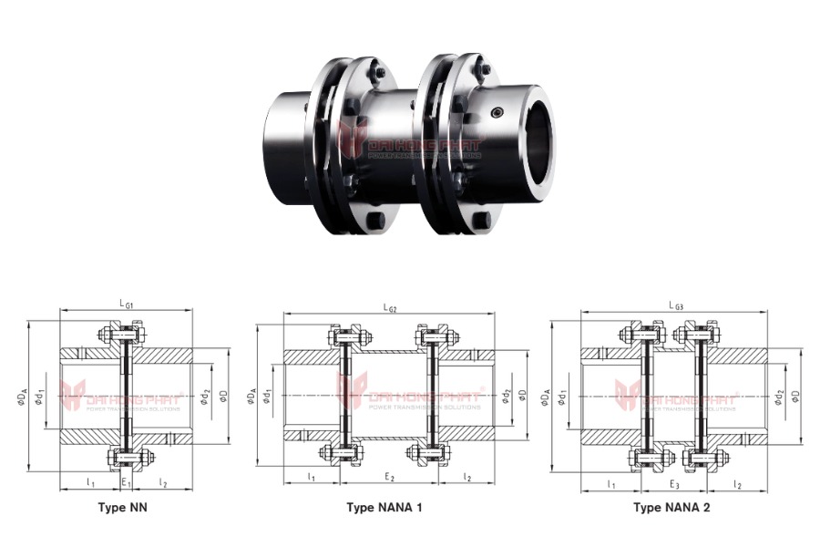 Technical drawing of the Steel Laminae Couplings Radex-N