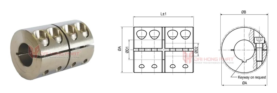 Technical drawing of the rigid shaft couplings KBK KBST-VA