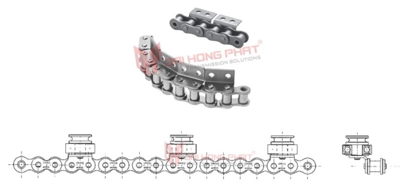 Technical drawing of the Cross Morse Conveyor Chains