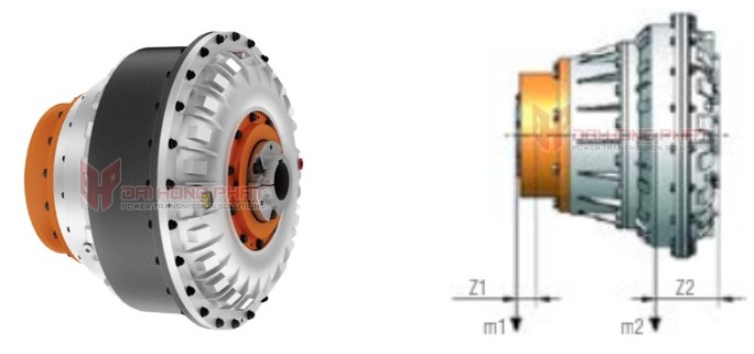 Technical drawing of the Henfel Hydrodynamic Couplings Type HLE-RR