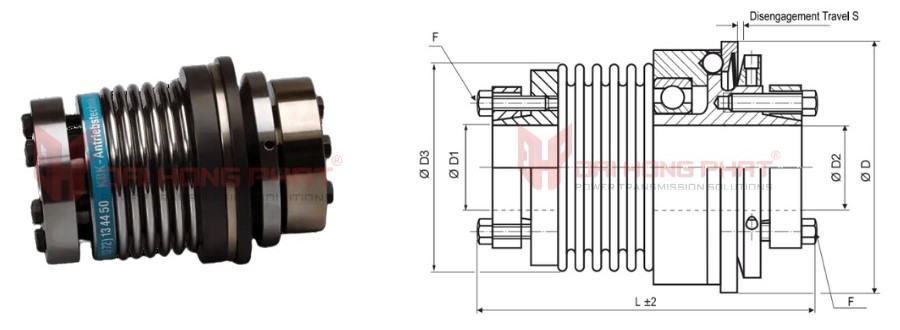 Technical drawing of the Safety Couplings KBK BAA