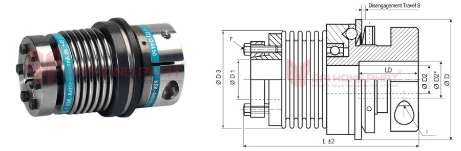 Technical drawing of the Safety Couplings KBK BAK