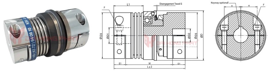Technical drawing of the Safety Couplings KBK BHH