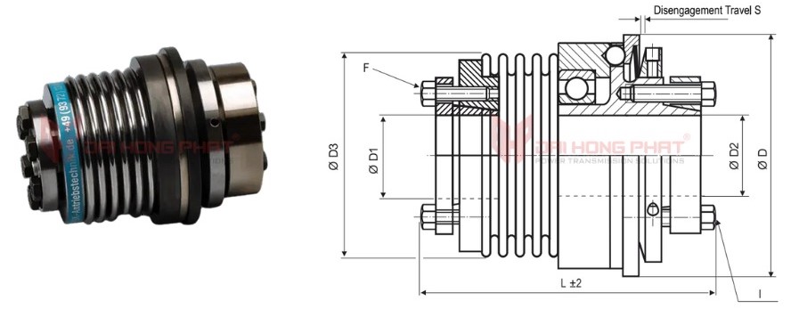 Technical drawing of the Safety Couplings KBK BIA