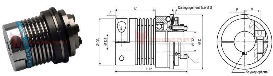 Technical drawing of the Safety Couplings KBK BKI