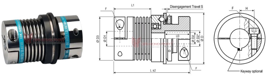 Technical drawing of the Safety Couplings KBK BKK