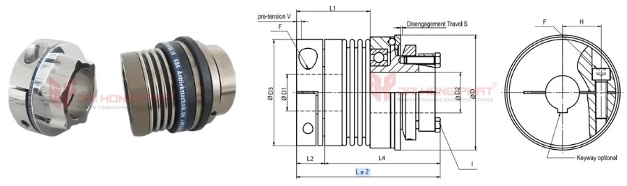 Technical drawing of the Safety Couplings KBK BKPA