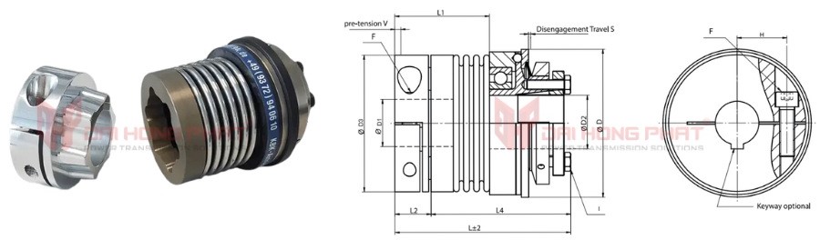 Technical drawing of the Safety Couplings KBK BKPI