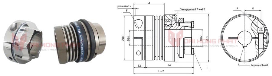 Technical drawing of the Safety Couplings KBK BKPK