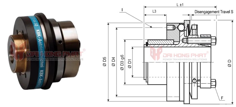 Technical drawing of the Safety Couplings KBK CA