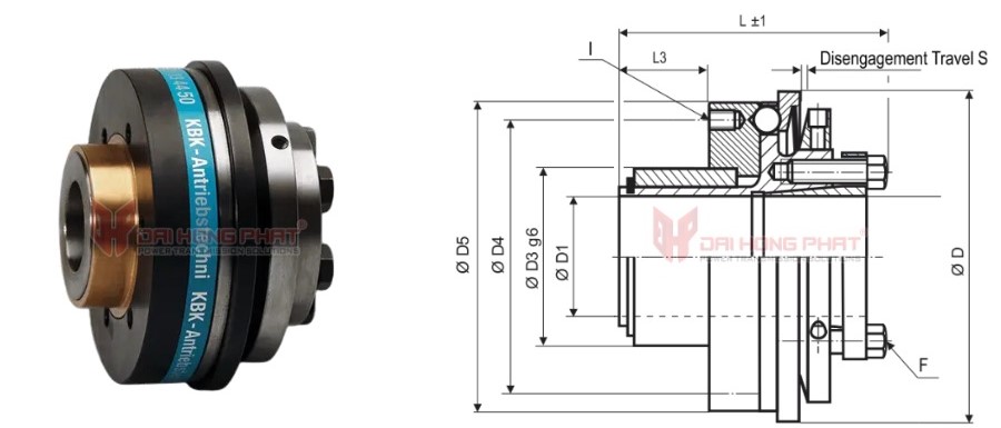 Technical drawing of the Safety Couplings KBK CI
