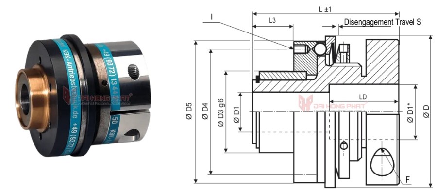 Technical drawing of the Safety Couplings KBK CK