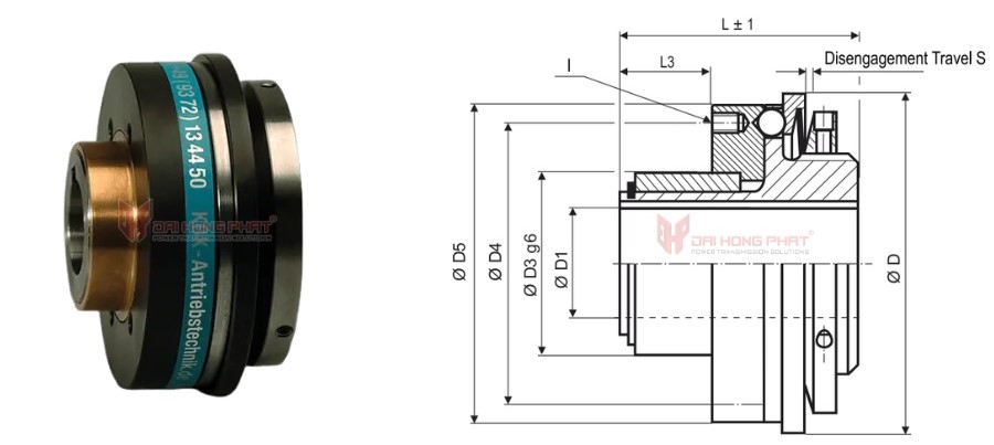 Technical drawing of the Safety Couplings KBK CP
