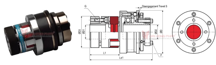 Technical drawing of the Safety Couplings KBK EAA