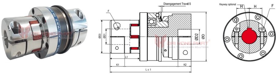 Technical drawing of the Safety Couplings KBK EHH