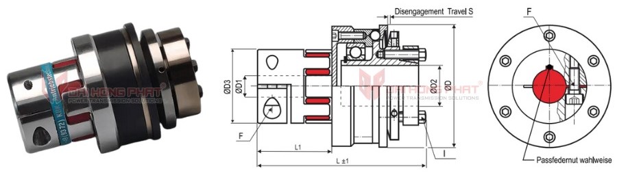 Technical drawing of the Safety Couplings KBK EKA