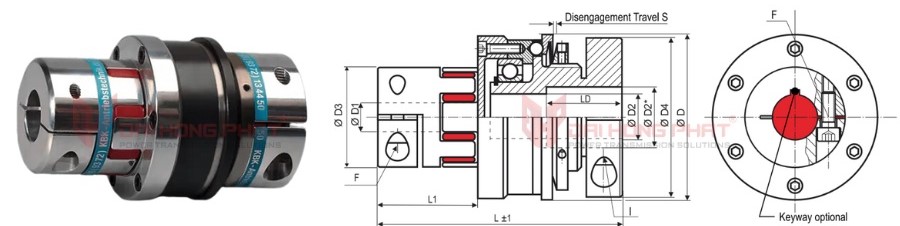 Technical drawing of the Safety Couplings KBK EKK