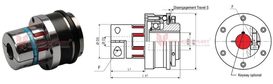 Technical drawing of the Safety Couplings KBK EKP