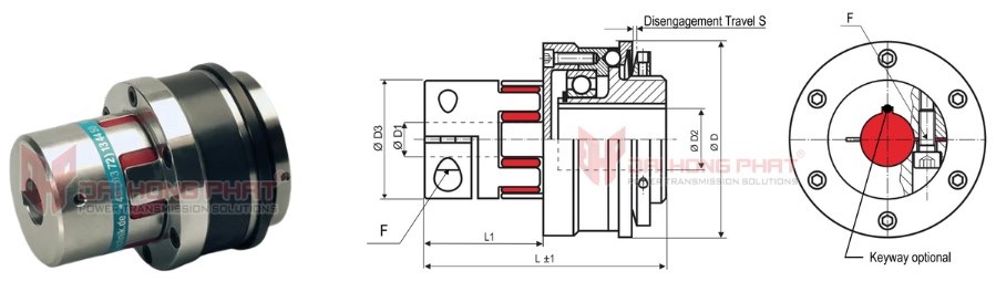 Technical drawing of the Safety Couplings KBK EPP
