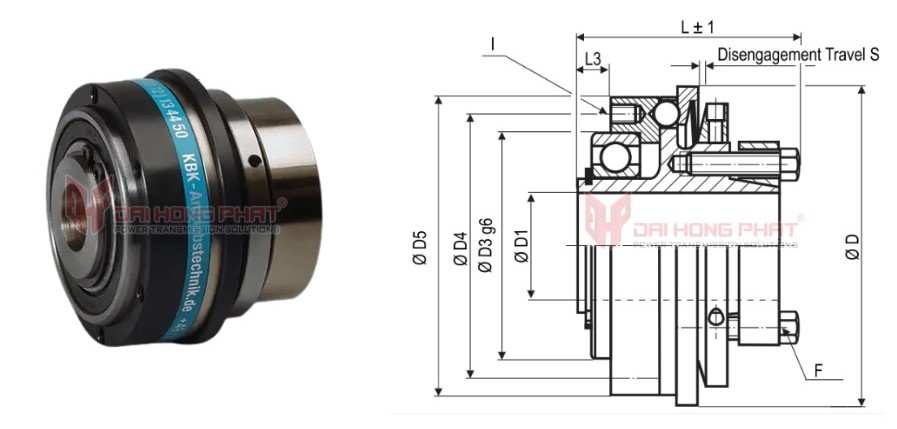 Technical drawing of the Safety Couplings KBK LA