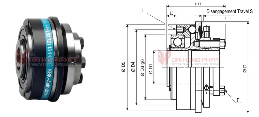 Technical drawing of the Safety Couplings KBK LI