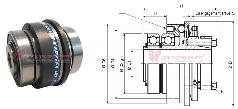 Technical drawing of the Safety Couplings KBK LLA