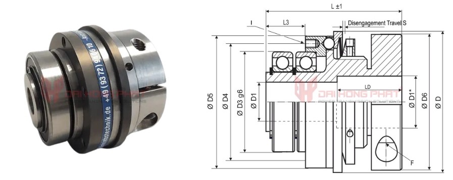 Technical drawing of the Safety Couplings KBK LLK