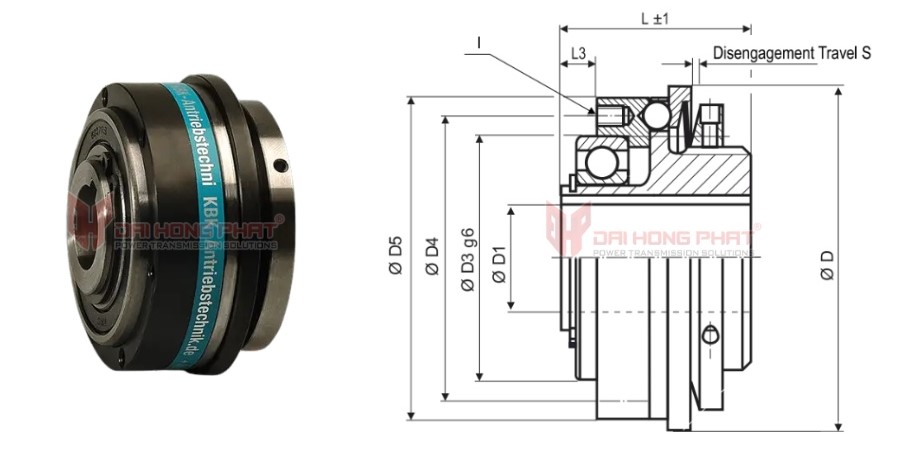 Technical drawing of the Safety Couplings KBK LP