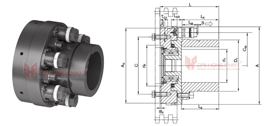 Technical drawing of the Safety Couplings TNT 2420