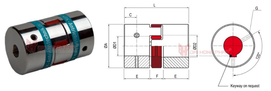Technical drawing of the Servo Insert Couplings KBK KBE1