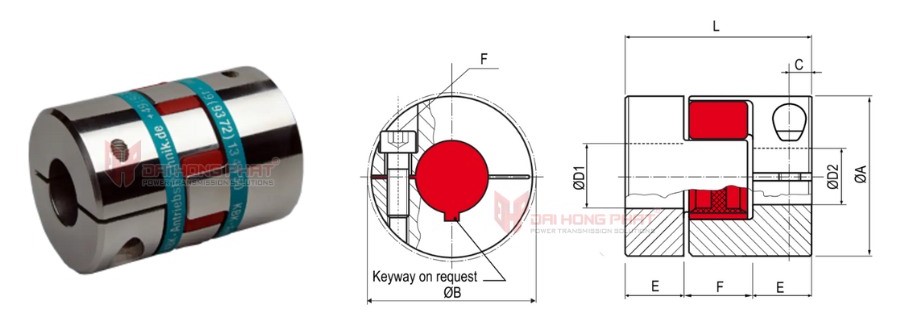 Technical drawing of the Servo Insert Couplings KBK KBE2
