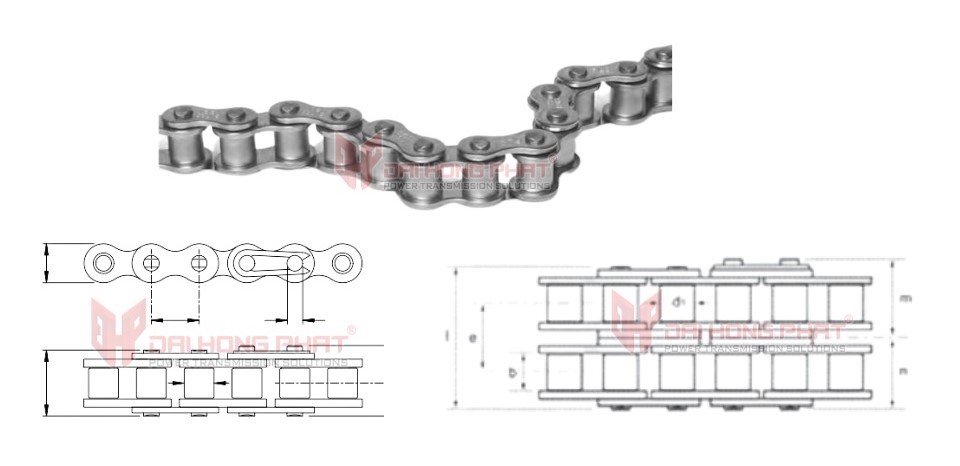 Technical drawing of the Standard Roller Chains