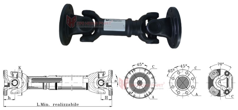Technical drawing of the Universal Joint Couplings Series 587.35