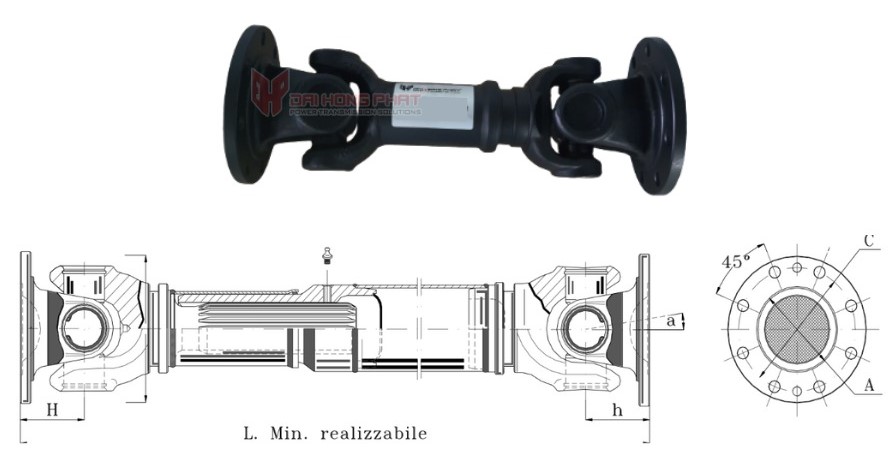 Technical drawing of the Universal Joint Couplings series 587.50