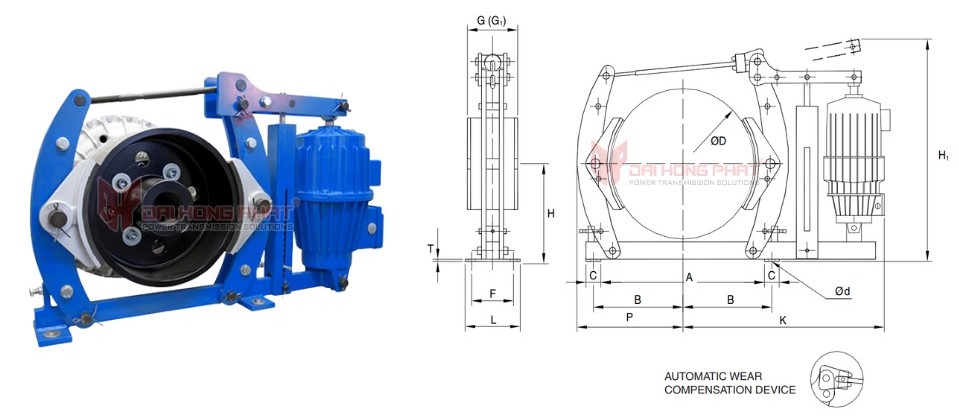 Technical drawing of the Westcar BD Drum Brakes