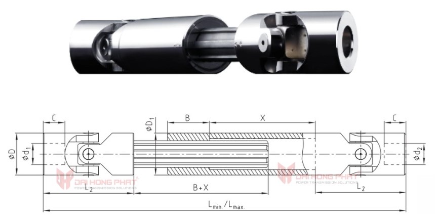Technical drawing of the precision joint GA/HA