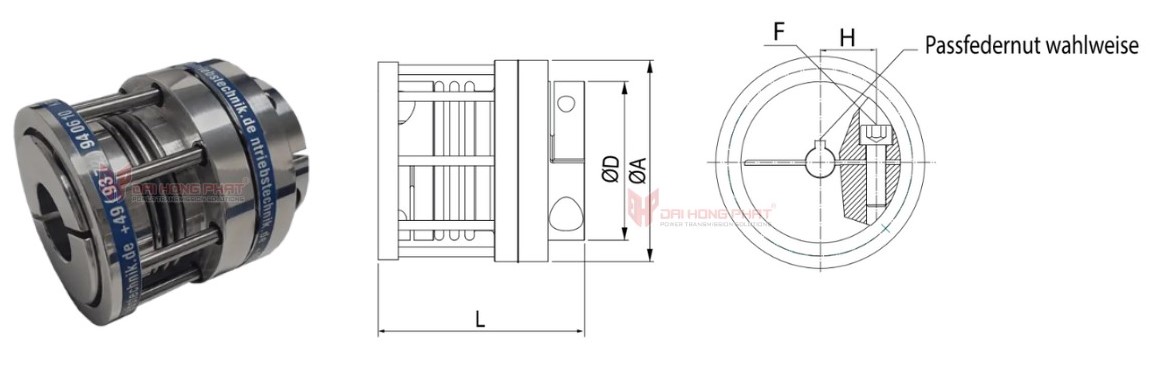 Technical drawing of Metal Bellows Coupling KBK KB4LV