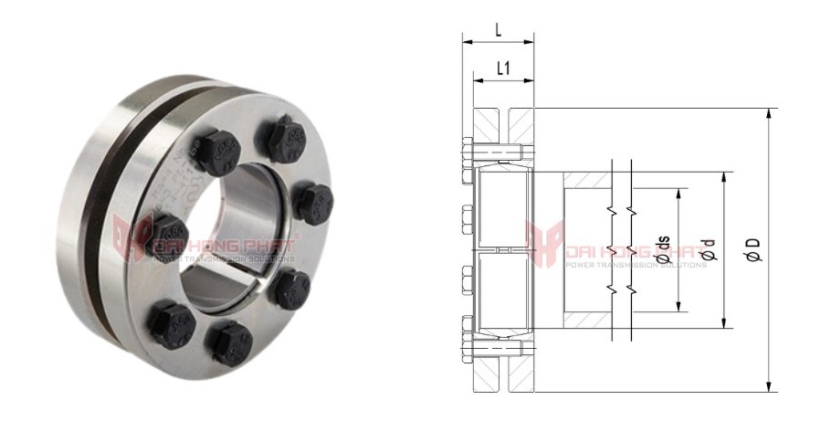Technical drawing of Shrink Disc MAV 2008