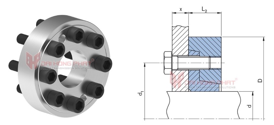 Technical drawing of Shrink Disc RfN 4023