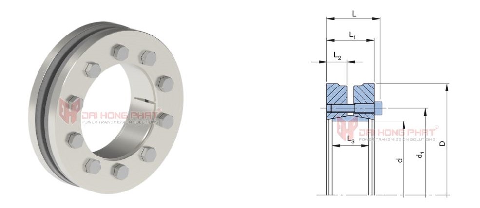 Technical drawing of Shrink Disc RfN 4061 SST