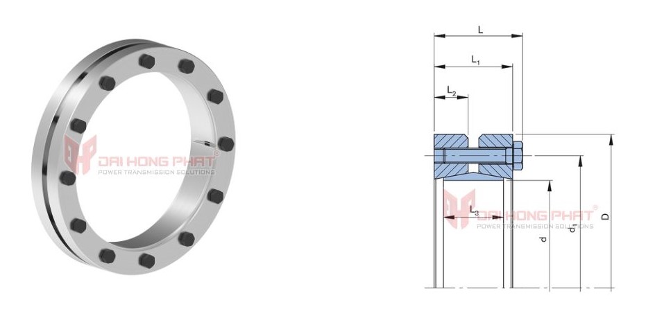 Technical drawing of Shrink Disc RfN 4073