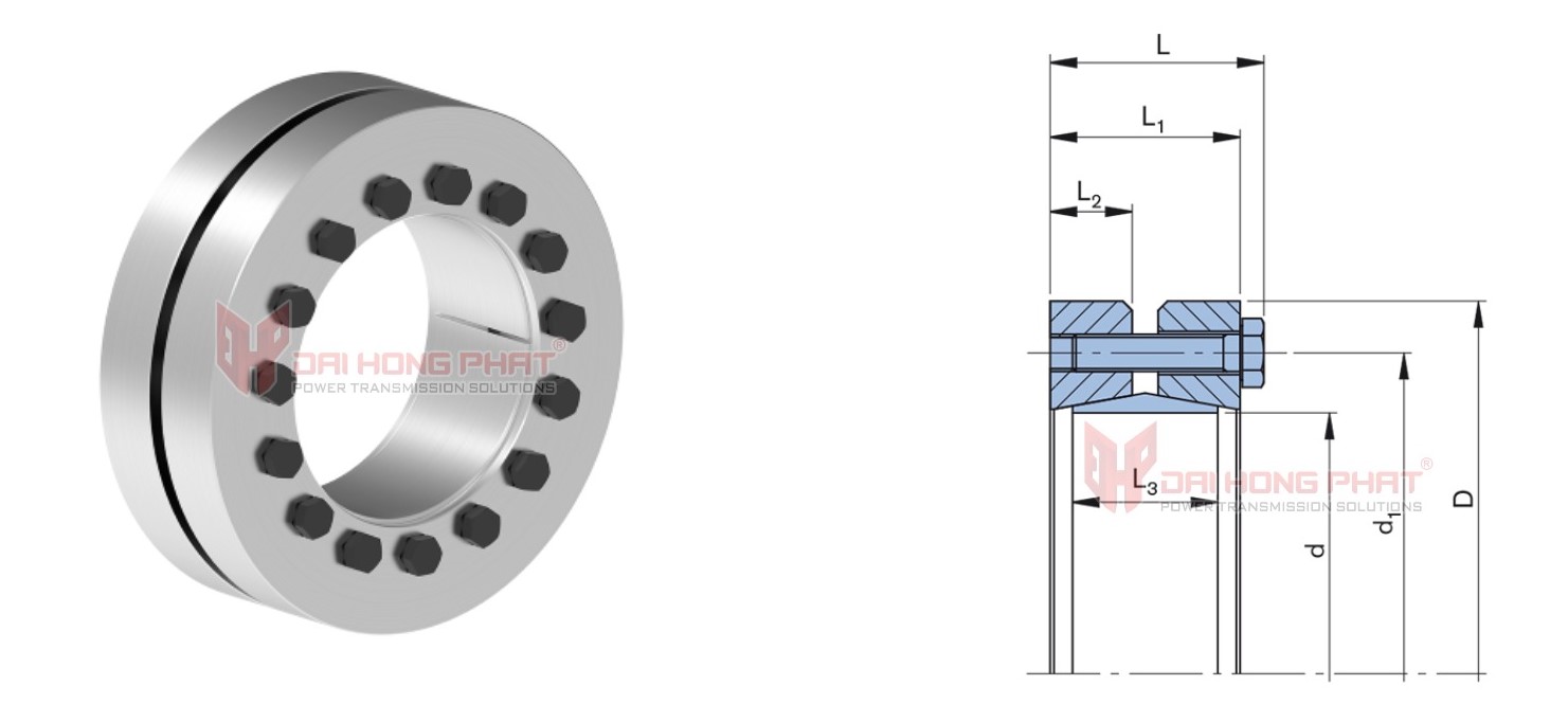 Technical drawing of Shrink Disc RfN 4091