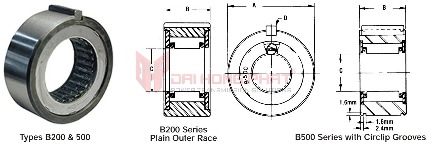 Technical drawing of the Backstop Types B200 and B500