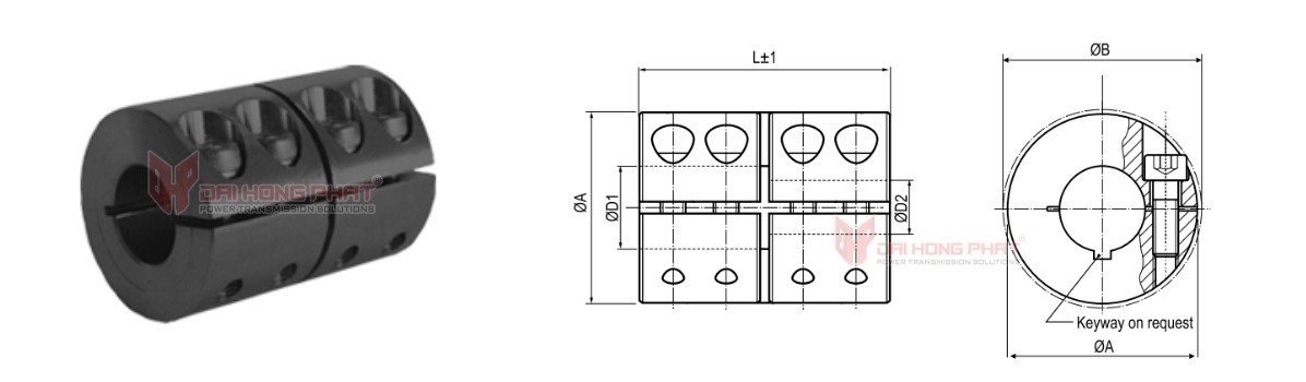 Technical Drawing of KBK KBST Rigid Shaft Couplings