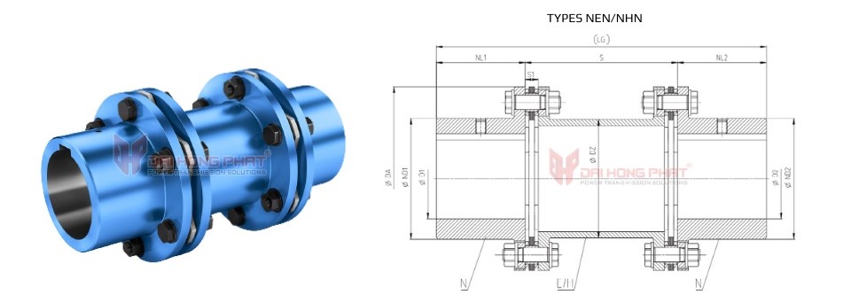 Technical drawing of the N-Arpex ARN All-Steel Couplings