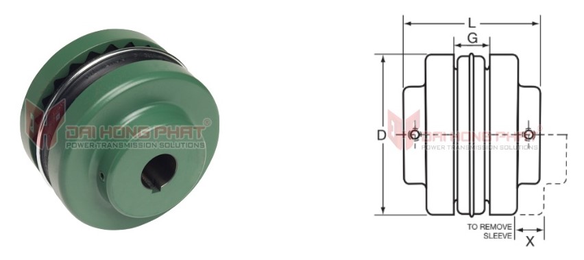 Technical drawing of the Sure-Flex Plus Couplings